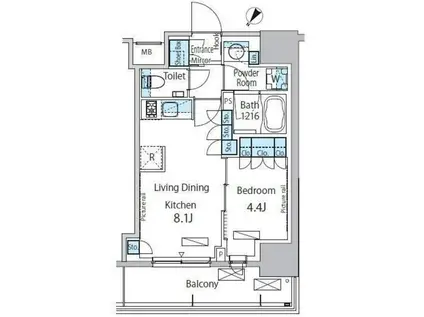 パークアクシス渋谷神山町(1LDK/4階)の間取り写真