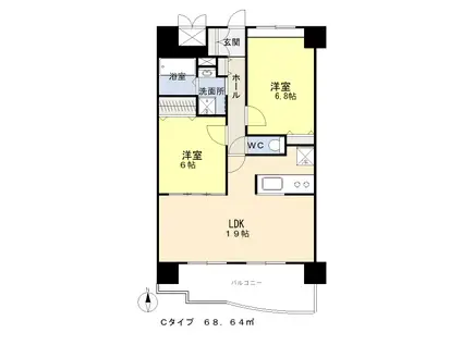 スカイアーバン戸田公園(2LDK/1階)の間取り写真