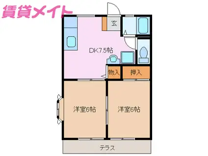 サンシティ ジェネシス(2DK/1階)の間取り写真