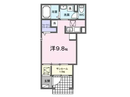 ラポールVII(ワンルーム/1階)の間取り写真