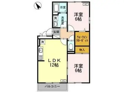 ロイヤルガーデンD(2LDK/3階)の間取り写真