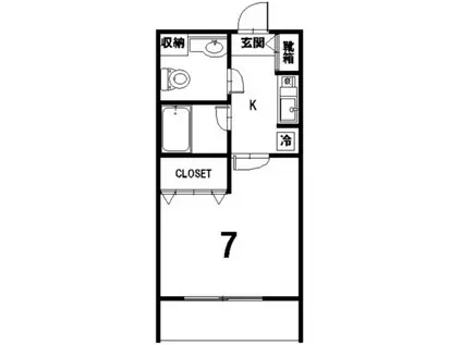 グリーンヒルズ C(1K/3階)の間取り写真