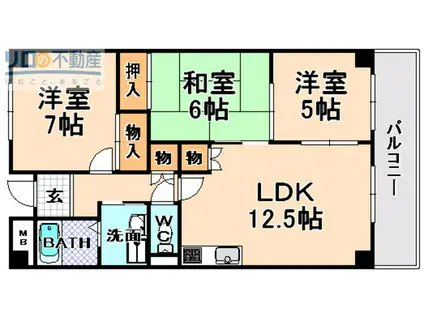 グリーンハイツ桜台(3LDK/5階)の間取り写真