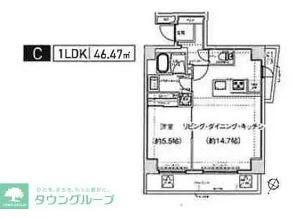 スパシエ幡ヶ谷(1LDK/4階)の間取り写真