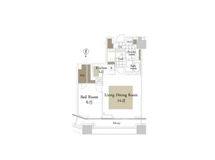 コンシェリア西新宿 TOWERS ウエスト(1LDK/23階)の間取り写真