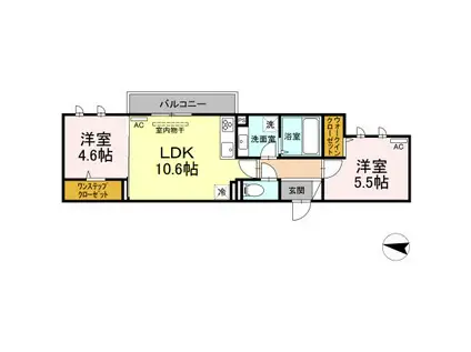 LAULEA(2LDK/3階)の間取り写真