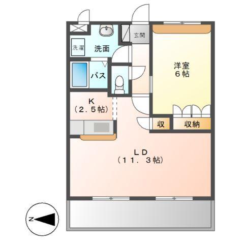 クレッシェンド(1LDK/1階)の間取り写真