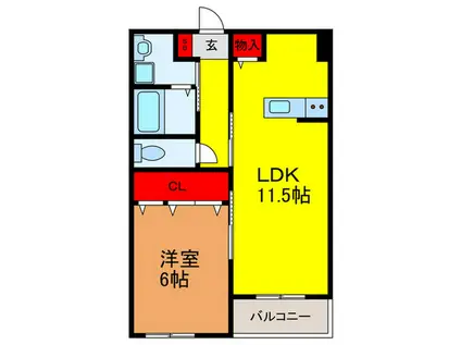 ウイルコートI番館(1LDK/2階)の間取り写真