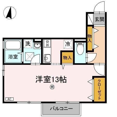リビングタウン豊成 A(ワンルーム/2階)の間取り写真