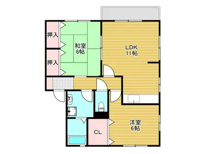 ハイツ上野東(2LDK/1階)の間取り写真