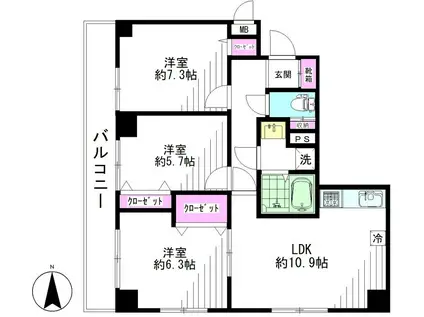 ウエストレジデンス(3LDK/5階)の間取り写真