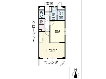 アリエル(1LDK/2階)の間取り写真