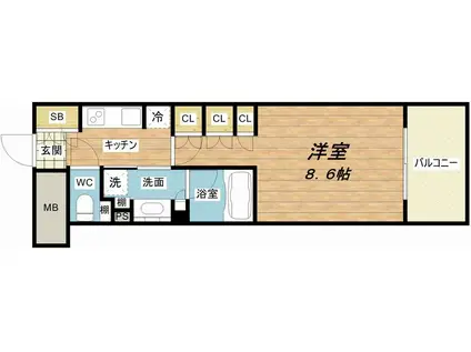 ザ・パークハビオ堂島(1K/11階)の間取り写真