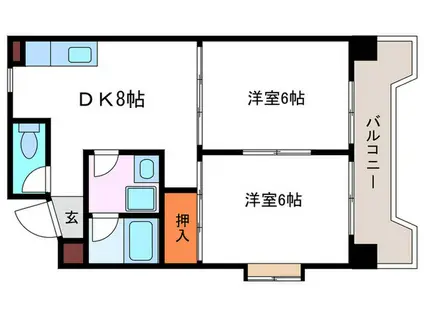 スペイシャス桂(2DK/1階)の間取り写真