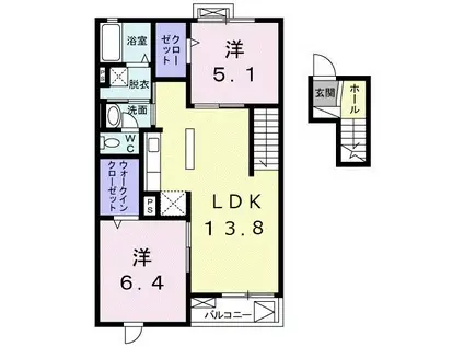ザ・パークメゾン門沢橋(2LDK/4階)の間取り写真