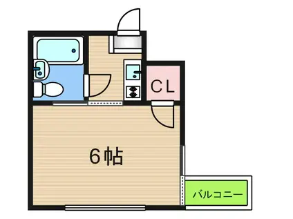メイプルリーフ天神ノ森(1K/1階)の間取り写真