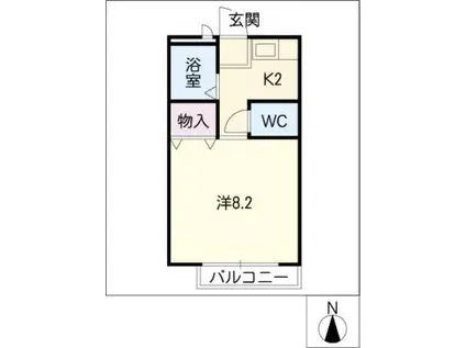 ベル・シンフォニーB棟(1K/2階)の間取り写真