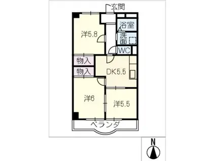 OASIS MAKINO(3DK/3階)の間取り写真