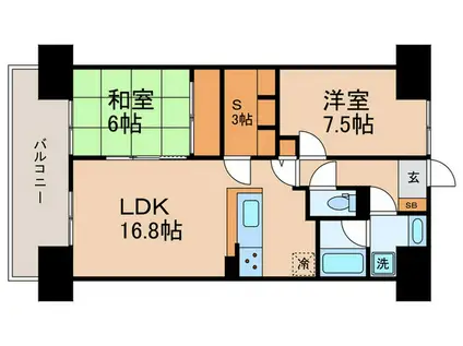 DUE MINAMINAGASAKI(2SLDK/6階)の間取り写真