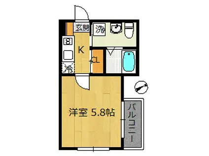 ALIVIO西船橋(1K/2階)の間取り写真