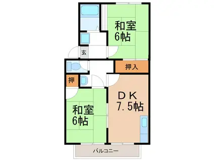 プレジール池田(2DK/2階)の間取り写真