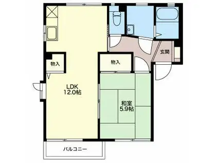 ディアスフェリセスA棟(1LDK/1階)の間取り写真