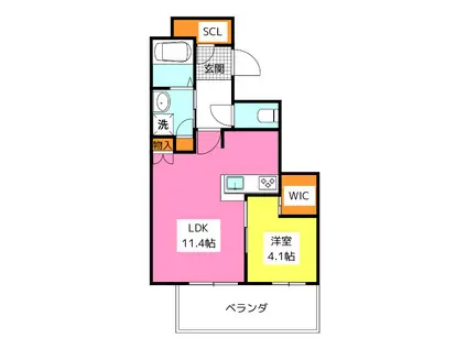 エンクレスト天神南PURE(1LDK/12階)の間取り写真