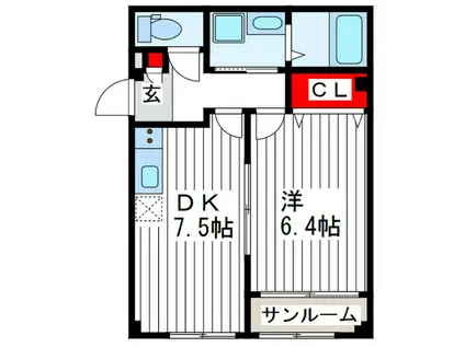 チェリーブロッサム弁天町(1DK/4階)の間取り写真