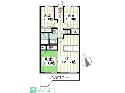 北鎌倉サンマゴ(3LDK/1階)の間取り写真