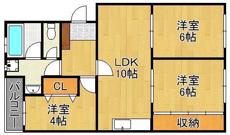 島名第五コーポ(3LDK/3階)の間取り写真