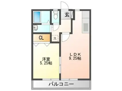 グリーンパレスUSA参番館 B(1LDK/2階)の間取り写真