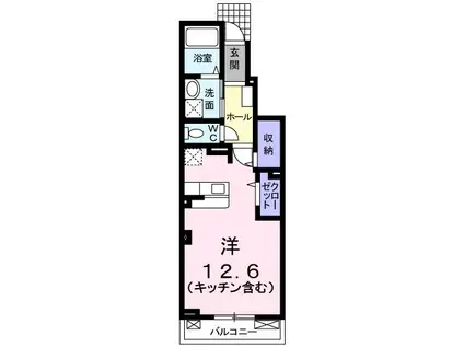 ラペ・ドヌール(ワンルーム/1階)の間取り写真