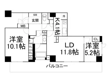 アップルタワー大阪谷町(2LDK/27階)の間取り写真