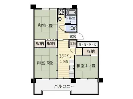 鴨池2丁目団地1号棟(3DK/11階)の間取り写真