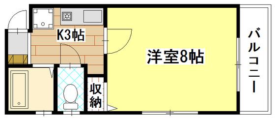 山根ビル光南(1K/3階)の間取り写真