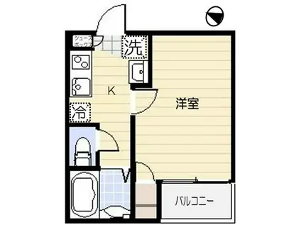 ジェンティーレ三軒茶屋(1K/2階)の間取り写真
