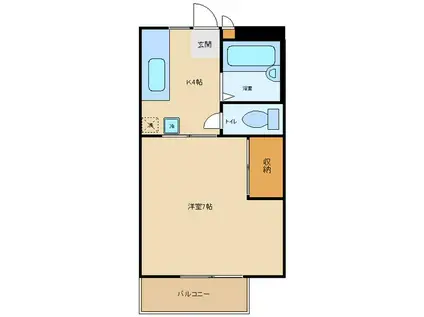 グリーンハイツ枡形(1K/1階)の間取り写真