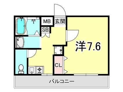 ラ・ポールF(1K/3階)の間取り写真