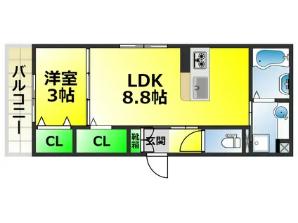 PLAISIR LA LUMIEREPURE(1LDK/1階)の間取り写真