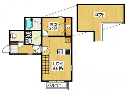 パティオ博多南II(1LDK/1階)の間取り写真