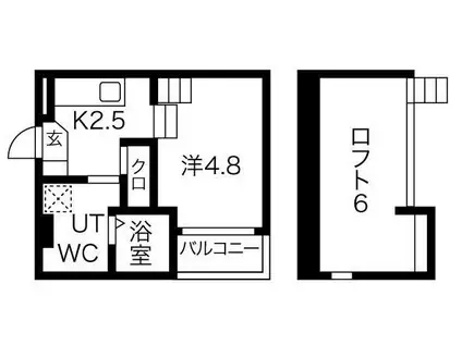 REVE住之江(1K/2階)の間取り写真