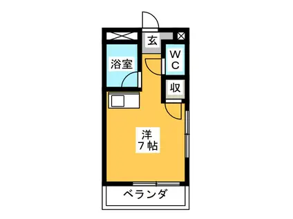 コーポ上土居(ワンルーム/2階)の間取り写真