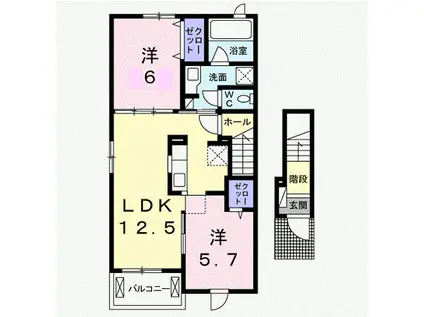 グレイス1(2LDK/2階)の間取り写真