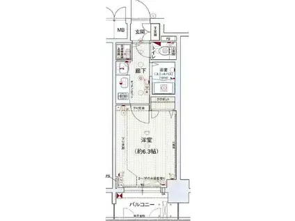 プレサンス大須観音駅前サクシード(1K/4階)の間取り写真