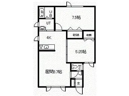 ノースビレッジ(2LDK/2階)の間取り写真