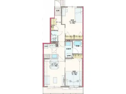 キーファー吉祥寺(2LDK/1階)の間取り写真