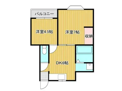 リバティ溝口(2DK/2階)の間取り写真