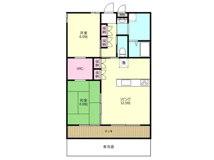 木造マンション 断熱等級7(2LDK/1階)の間取り写真