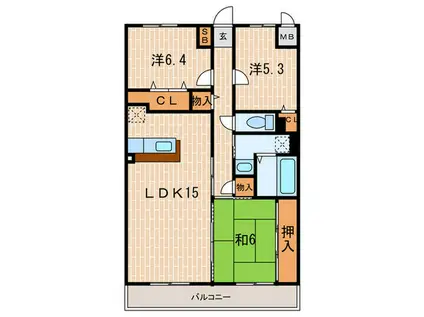 ボヌール宝塚(3LDK/1階)の間取り写真