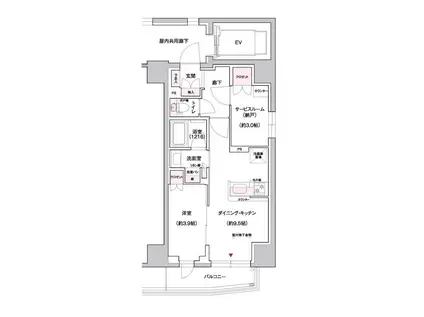 ジェイグランコート上野入谷(2DK/11階)の間取り写真